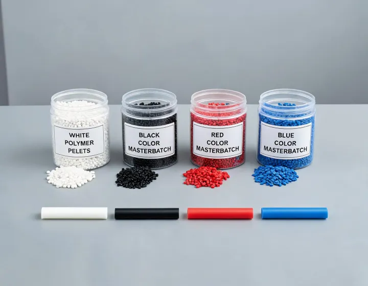 Polymer pellets and color concentrate lab tray